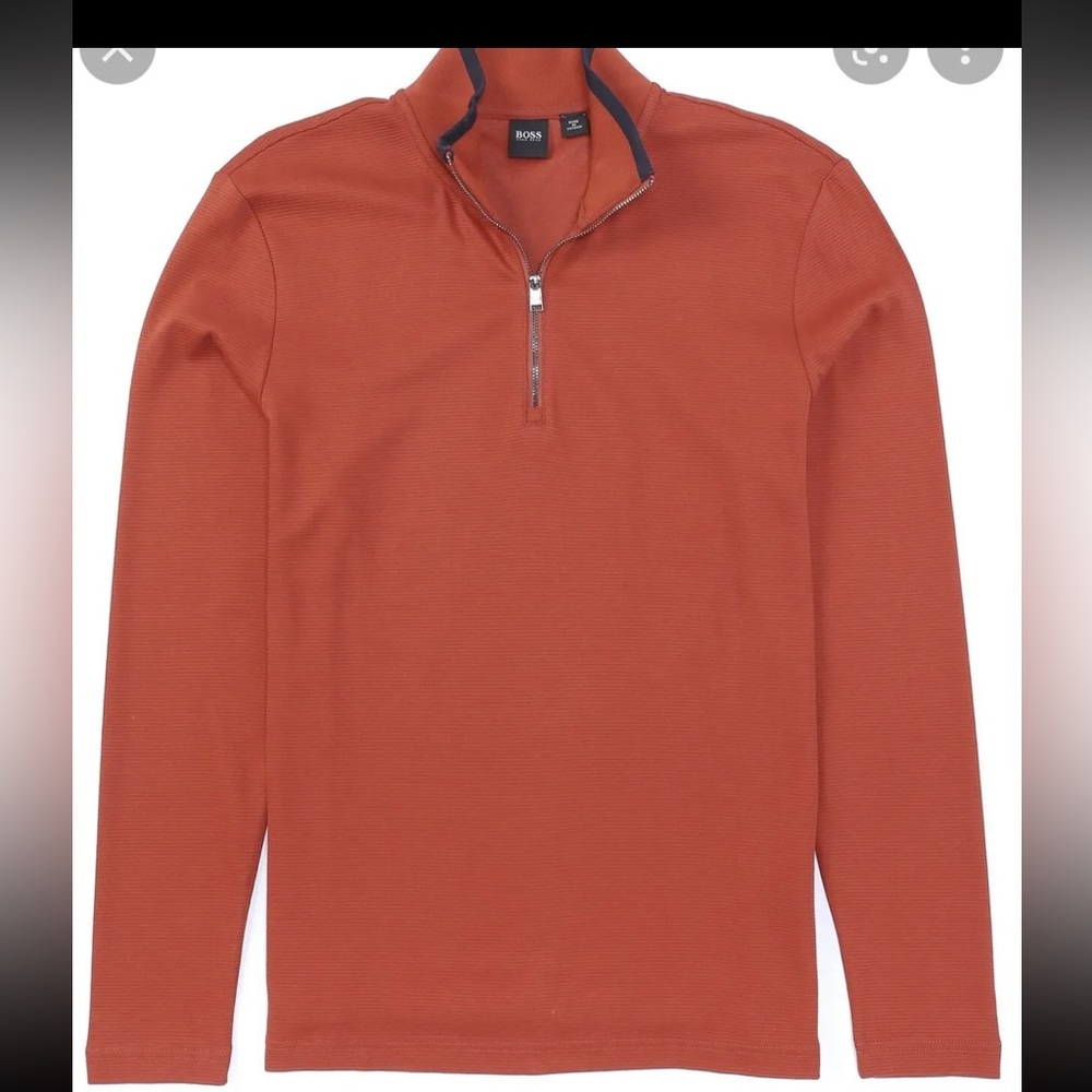 NEW-MEN'S HUGO BOSS TEXTOR 1/4 ZIP PULLOVER   Size S New with Tags $148